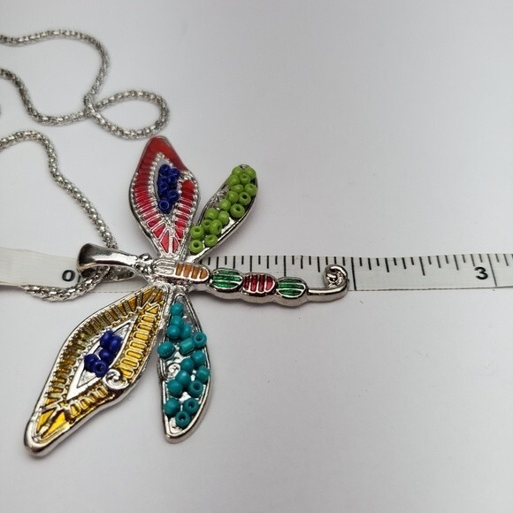 Silver Tone Dragonfly 18" necklace - Picture 5 of 9